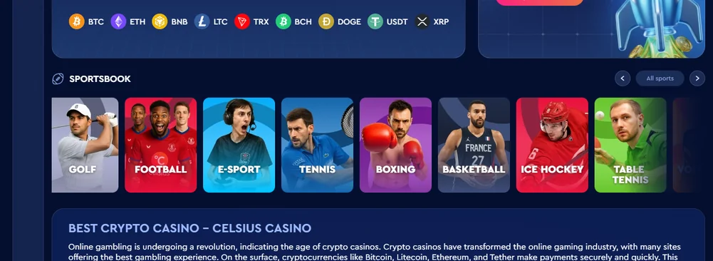 Join Celsius Casino sportsbook
